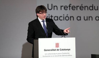 El president Carles Puigdemont, dilluns a Madrid.