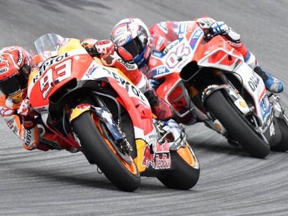 Márquez y Dovizioso durante la carrera.