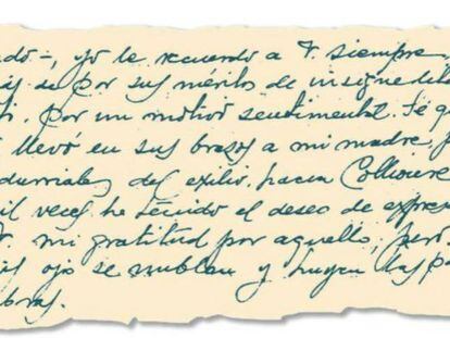 <CJ3>Fragmento de la carta de Joaquín Machado a Corpus Barga, conservada en la Biblioteca Nacional.
