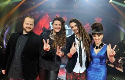 David Barrull, Estela Amaya, Jaume Mas y Dina Arriaza tratarán de ganarse hoy a la audiencia en 'La voz'.