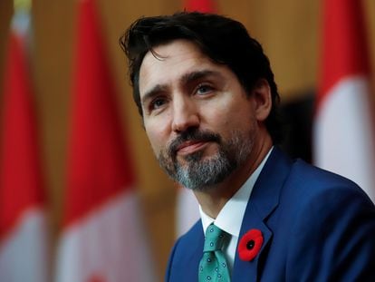 El primer ministro de Canadá, Justin Trudeau, durante una rueda de prensa celebrada en Ottawa, Canadá, el 6 de noviembre de 2020.