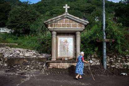 Una mujer en Monterforte, Italia, el 10 de agosto. 