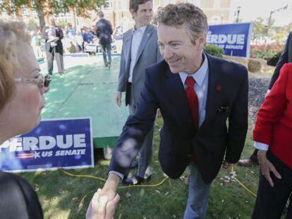 Paul en un evento en apoyo al candidato republicano al Senado David Perdue. 