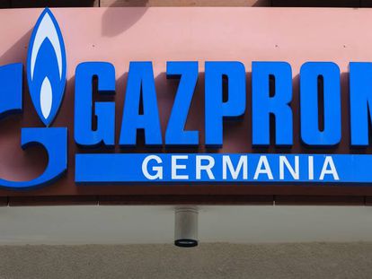 Rótulo de las oficinas de Gazprom en Alemania
