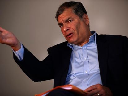 Rafael Correa, expresidente de Ecuador, durante una entrevista en septiembre de 2020 en Bruselas.