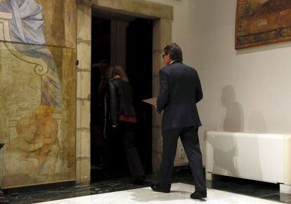 Artur Mas, després de la roda de premsa celebrada ahir en la qual va explicar la retirada de la seva candidatura per presidir la Generalitat.