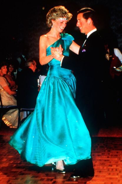 La pareja bailando en un acto en Melbourne en 1985. 