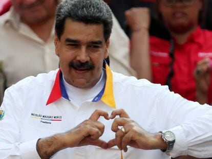 El presidente de Venezuela, Nicolás Maduro, en una manifestación a su favor el 20 de mayo de 2019 en Caracas. En vídeo, declaraciones de Maduro.