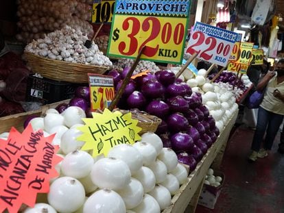 Inflación en un mercado de Ciudad de México