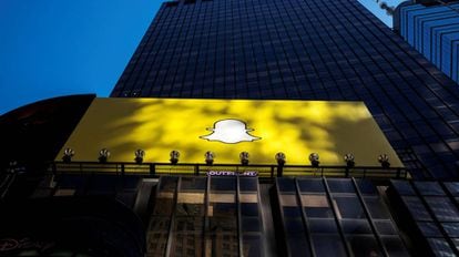 Un cartel de Snapchat en Times Square (Nueva York), en una imagen de 2019.