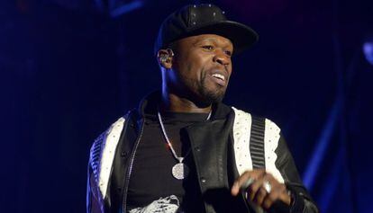 El rapero 50 Cent durante su actuaci&oacute;n en la fiesta de los Games Music Festival del Poble Espanyol.