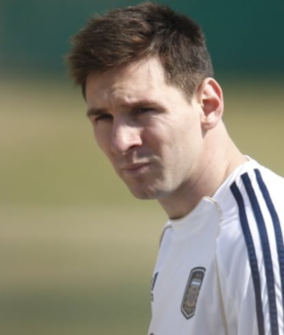 Messi, durante un entrenamiento con Argentina en Ezeiza.