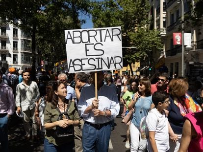 Manifestación contra el derecho al aborto en Madrid.