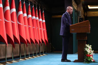 Erdogan comparece en rueda de prensa tras la reunión de su gabinete este lunes