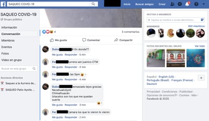 Un grupo de Facebook que incita a los saqueos en México.