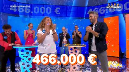 La concursante Sofía Álvarez, en el momento de ganar el bote de ‘Pasapalabra’ el pasado 27 de septiembre.