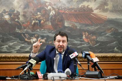 Matteo Salvini, en una rueda de prensa el 17 de febrero en Roma.