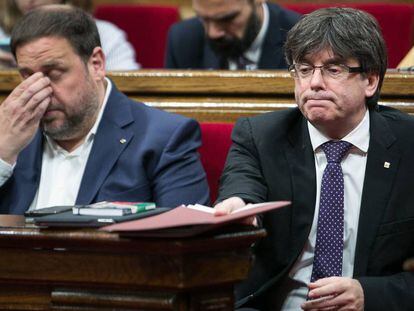 El vicepresidente Oriol Junqueras, junto al presidente Carles Puigdemont.