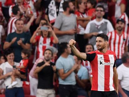 Adurioz celebra su gol al Barcelona.