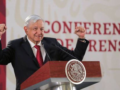 Andrés Manuel López Obrador, este martes durante la rueda de prensa matutina. 