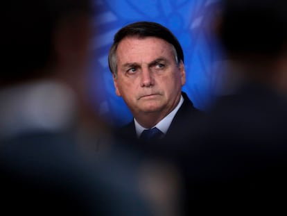 Jair Bolsonaro durante un acto oficial en el palacio de Planalto, en Brasilia, el pasado miércoles.