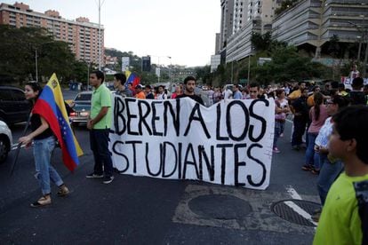 Manifestación contra el régimen de Nicolás Maduro en el viernes en Caracas.