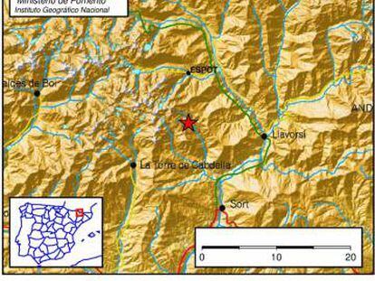 Un terratrèmol de 3,2 als Pirineus se sent a Sort