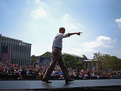 Obama llega a uno de sus m&iacute;tines la semana pasada en Pittsburgh, en el Estado clave de Pensilvania