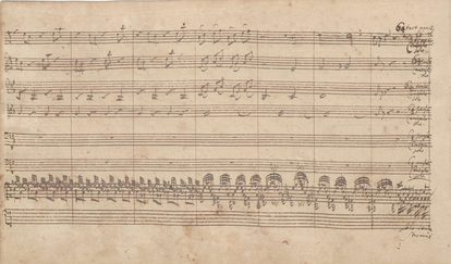 Comienzo del 'Solo senza Stromenti' que Bach confía al clave al final del primer movimiento del 'Concierto de Brandeburgo núm. 5'.
