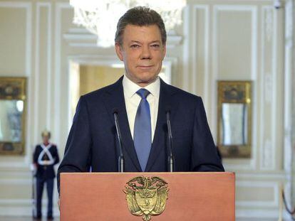 El presidente colombiano, Juan Manuel Santos, se dirige a la naci&oacute;n.