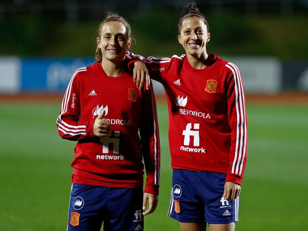 Alexia Putellas (izquierda) y Jenni Hermoso, esta semana en Las Rozas en un entrenamiento con la selección.