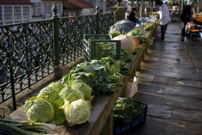 Puestos de verdura en Santiago.