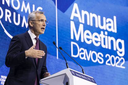 El secretario general de la OTAN, Jens Stoltenberg, durante su intervención en el Foro de Davos.