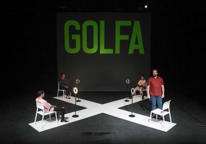 Ensayo de la obra teatral 'Golfa', en el Teatro Galileo.