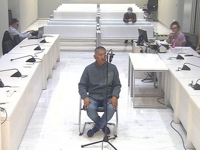 Luis Alberto Mío Morocho, durante la vista de extradición celebrada en la Audiencia Nacional, este viernes.