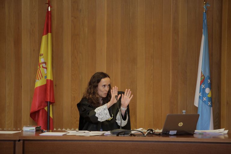 La juez titular del Juzgado de Primera Instancia 1 de A Coruña, durante la tercera jornada del juicio por la reclamación del Estado de la propiedad del pazo de Meirás.