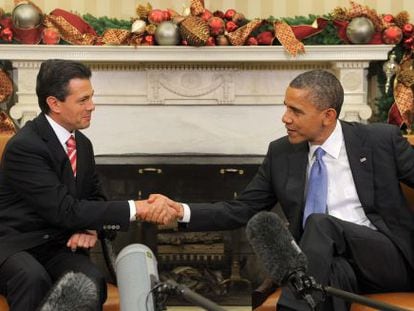 Obama y Pe&ntilde;a Nieto en la Casa Blanca el pasado noviembre.