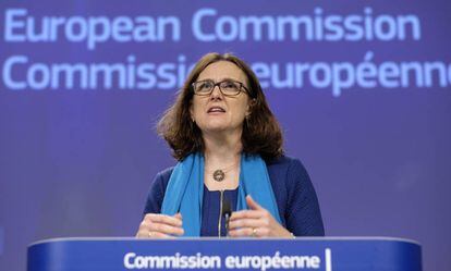La comisaria de Comercio, Cecilia Malmström, ayer en Bruselas.