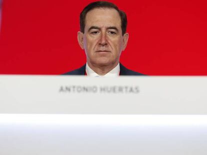 Antonio Huertas, durante la última junta de accionistas de Mapfre.