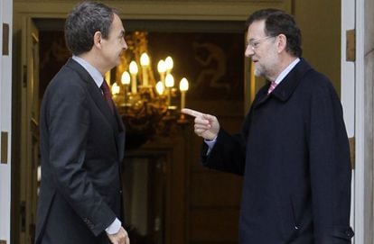 Jos&eacute; Luis Rodr&iacute;guez Zapatero y Mariano Rajoy en Moncloa.