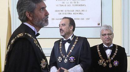 Des de l'esquerra: els magistrats Carlos Lesmes, Manuel Marchena i Luis María Díez-Picazo.