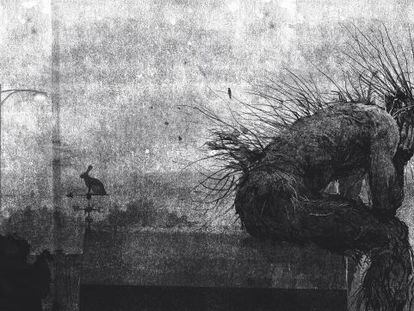 Una ilustraci&oacute;n de Jim Kay para la novela &#039;A monster calls&#039;. 
 
 