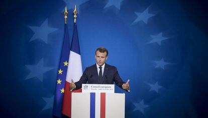 Emmanuel Macron, el jueves tras el consejo europeo.
