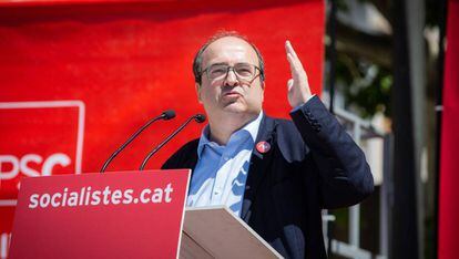 El líder del PSC, Miquel Iceta, en la celebración de la Fiesta de la Rosa del PSC del Vallès Oriental en Montmeló, Barcelona.