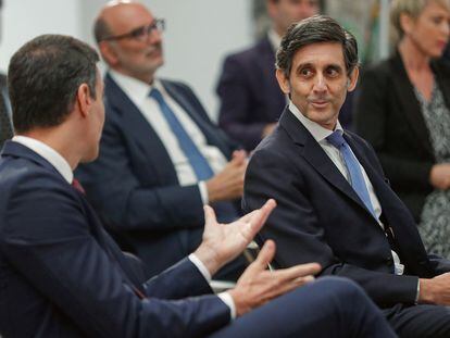 El presidente de Telefónica, José María Álvarez-Pallete, y el presidente del Gobierno, Pedro Sánchez.