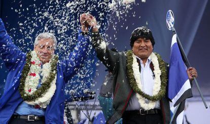 Evo Morales en un acto electoral en La Paz (Bolivia).