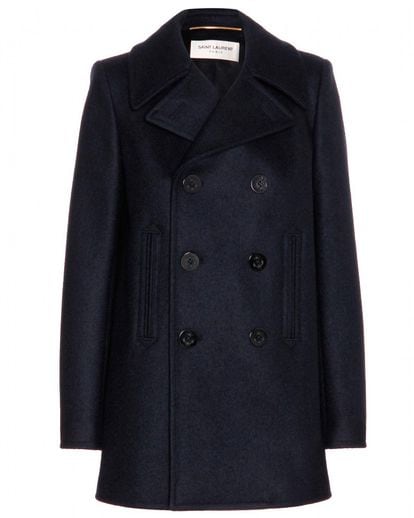 Saint Laurent firma este perfecto 'peacoat' azul marino. (c.p.v)