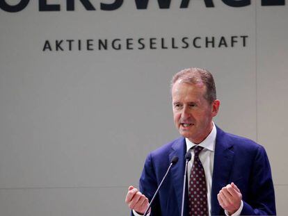 Herbert Diess, presidente del grupo Volkswagen, habla en el 70 aniversario de Seat en Martorell (Barcelona).