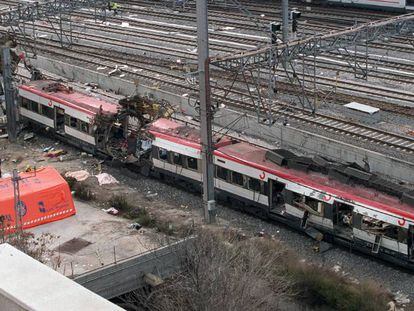 Uno de los trenes afectados por el atentado del 11 de marzo de 2004 en Madrid.