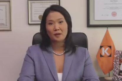 Fotograma de un video en el que Fujimori rechaza lo publicado por 'El Comercio'.
